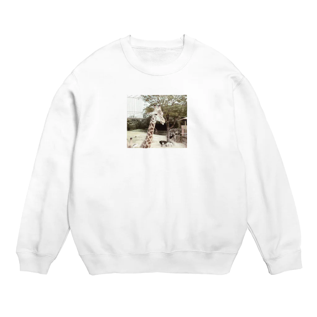 お枝豆のあっかんべーのキリンくん Crew Neck Sweatshirt