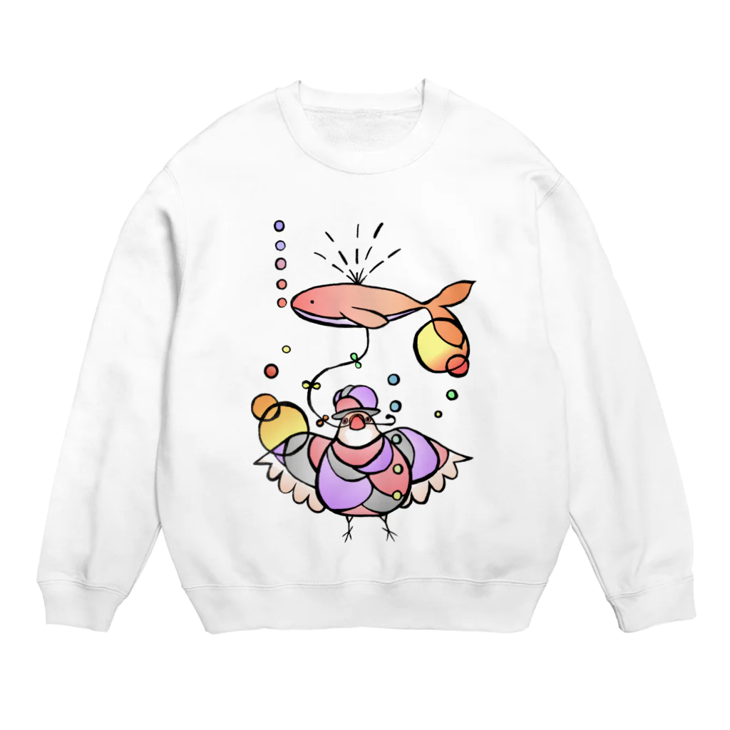 万福すずめのクジラ色 Crew Neck Sweatshirt