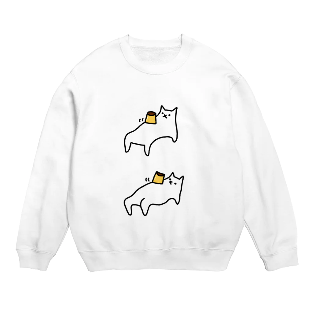 世界あの猫この猫のプリン食べよう Crew Neck Sweatshirt