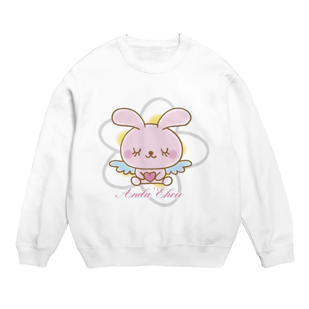 Anela’Eheuの天使のうさぎハピバニちゃん Crew Neck Sweatshirt