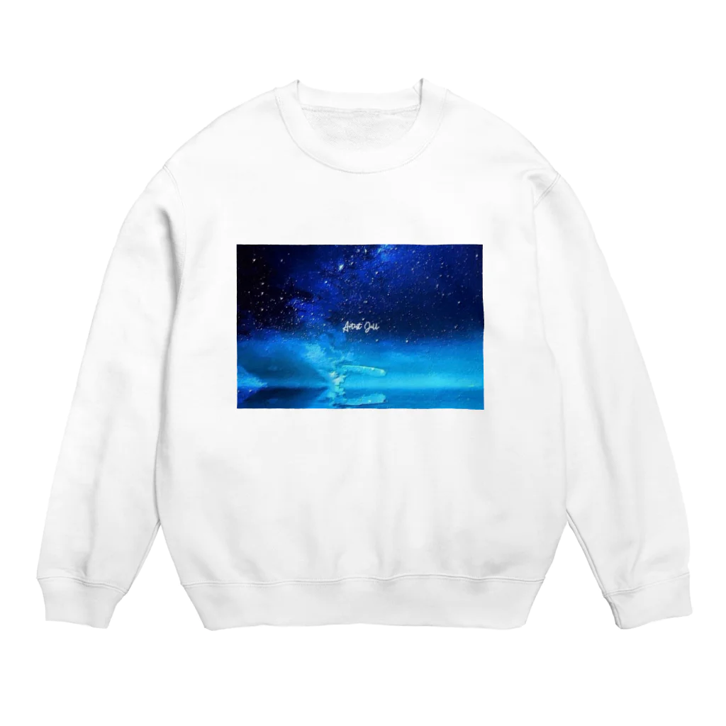 【ホラー専門店】ジルショップの絵画風の幻想的な星空(横長) Crew Neck Sweatshirt