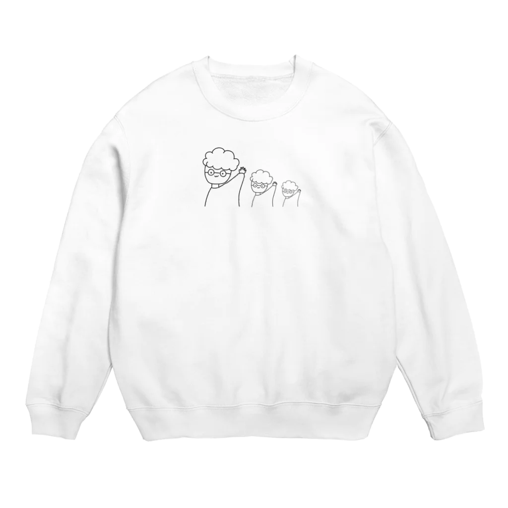 pino子 shopのはげしいパーマでメガネの人(大中小) Crew Neck Sweatshirt