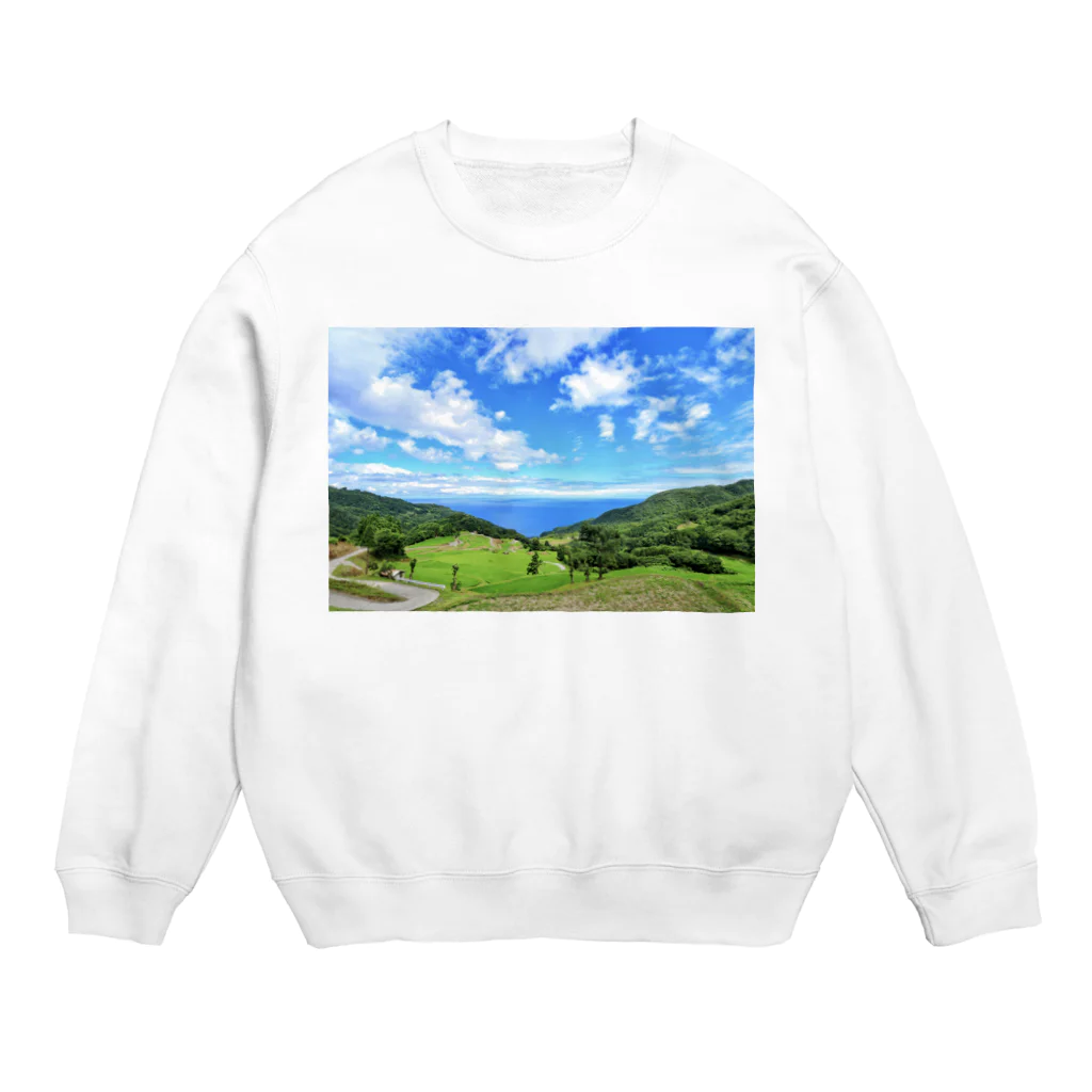 ねこまくらの佐渡島・岩首昇竜棚田 Crew Neck Sweatshirt