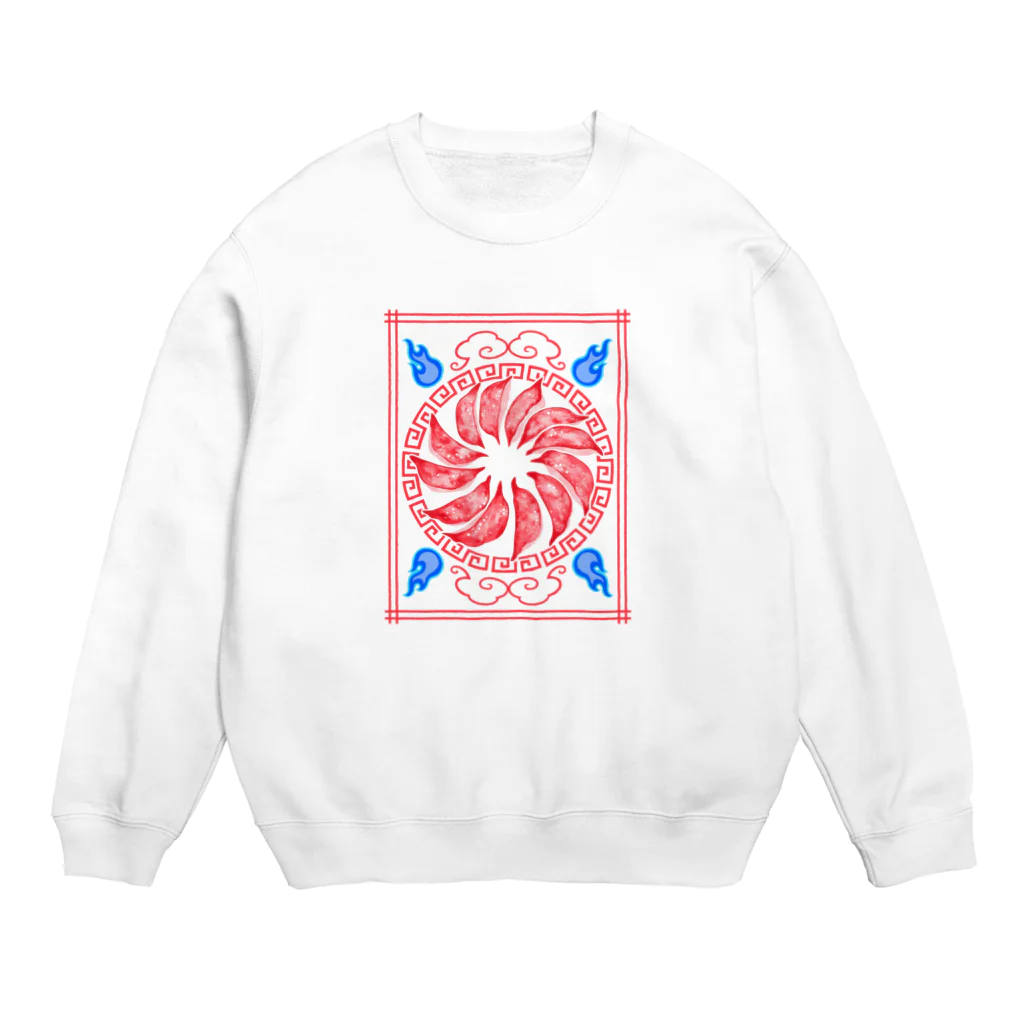 オカユのレトロポップな餃子2  赤 Crew Neck Sweatshirt