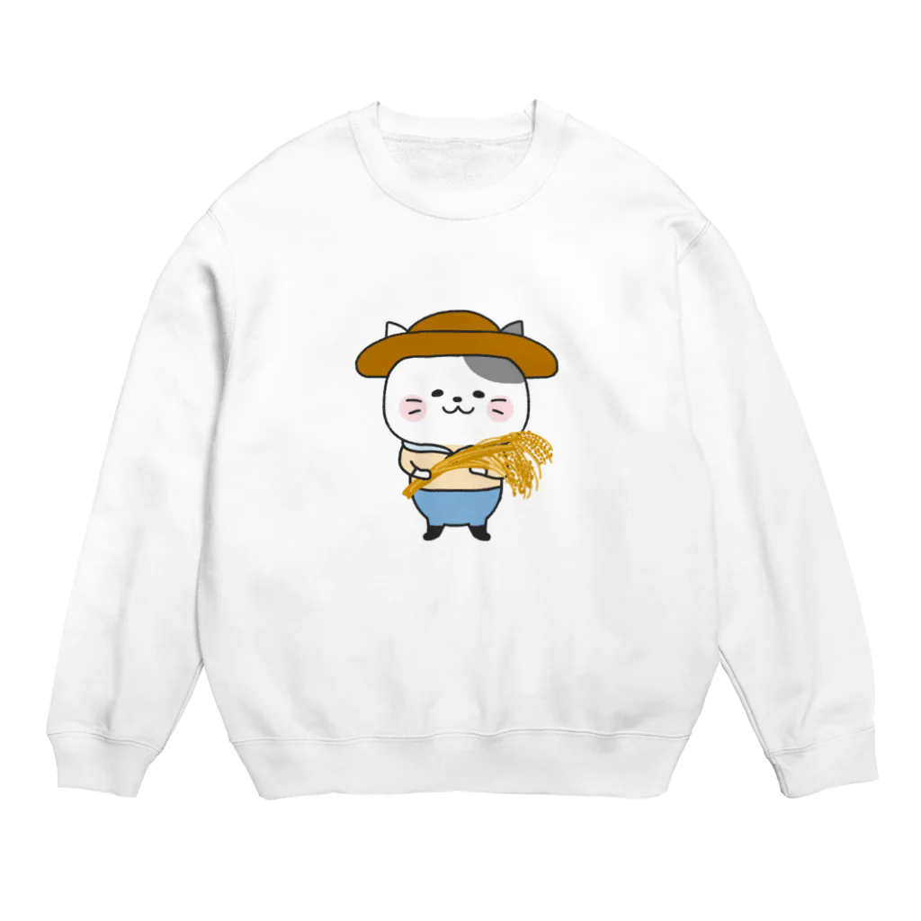 もちぱっちの農業猫さん Crew Neck Sweatshirt