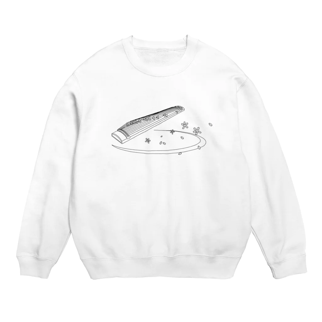 箏譜職人 織姫の箏と桜（黒線） Crew Neck Sweatshirt