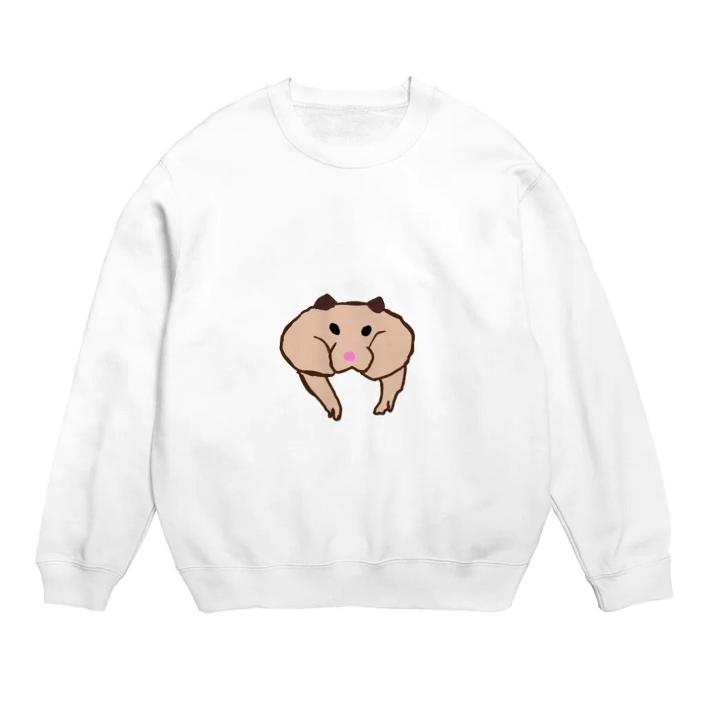 山眠るのほっぺパンパンハムスター（透過Ver.） Crew Neck Sweatshirt