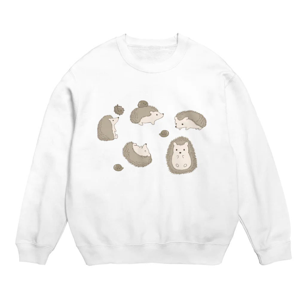 SOMALY【SUZURI店】のハリネズミと不思議な生き物 Crew Neck Sweatshirt