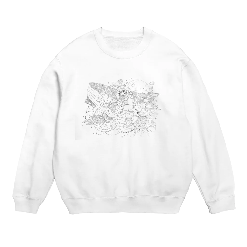 ムニエルのイラストのごちゃ絵 男の子 宇宙 海 Crew Neck Sweatshirt