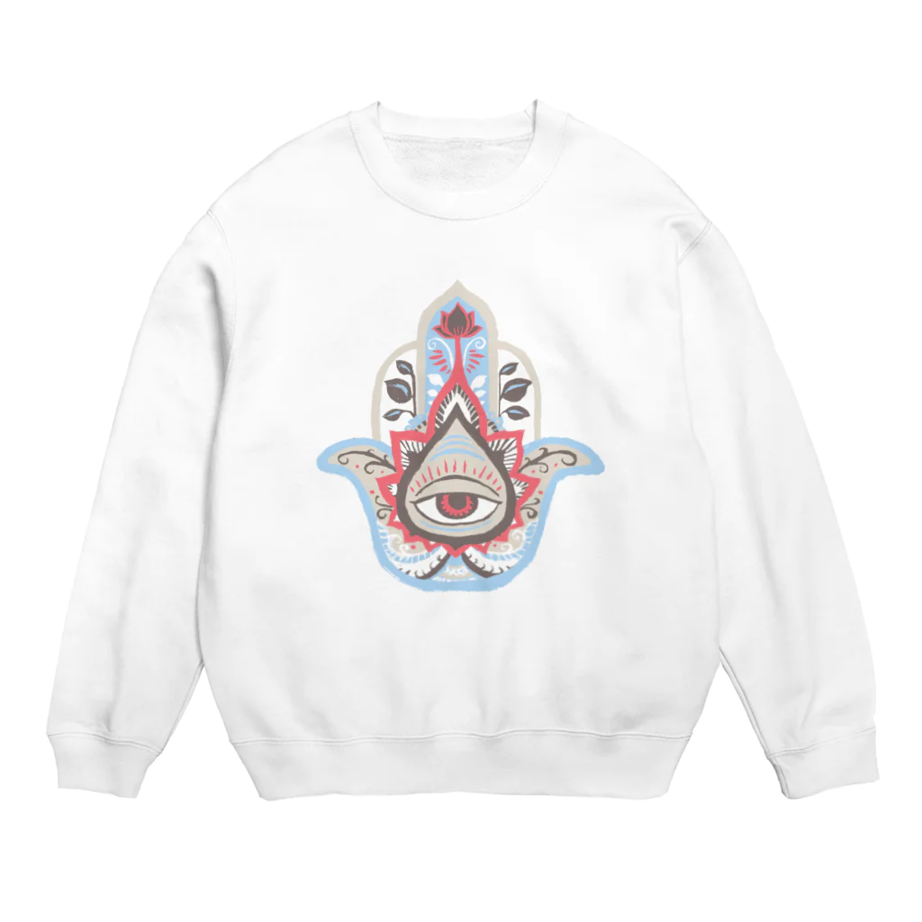 IZANAMI by Akane Yabushitaの誕生石色✋ハムサの手（4月・ダイヤモンド） Crew Neck Sweatshirt