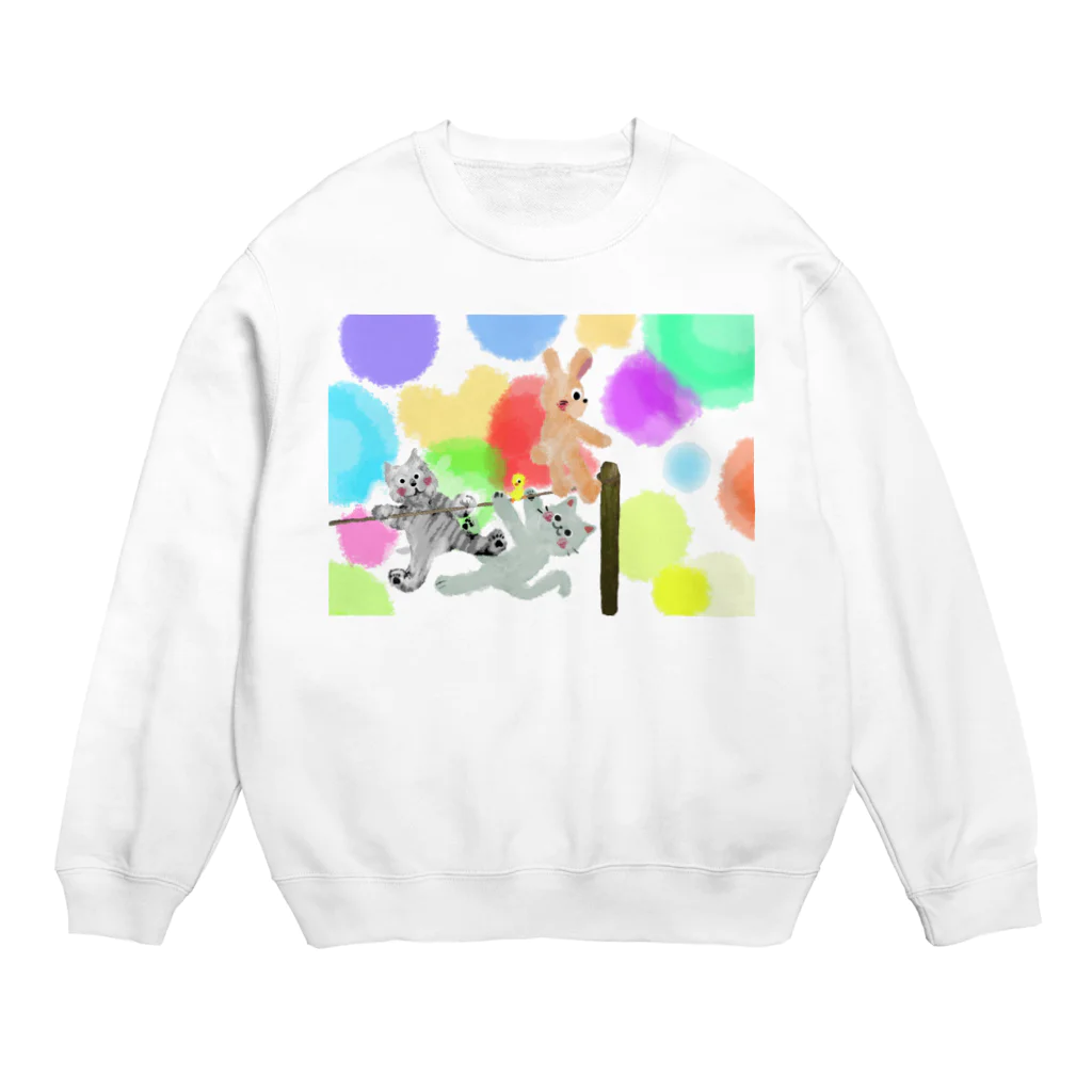 🤍一ノ瀬 彩 🐇⸒⸒ suzuri支店🤍のゆめかわアニマル:通常【犬猫鳥兎】 Crew Neck Sweatshirt