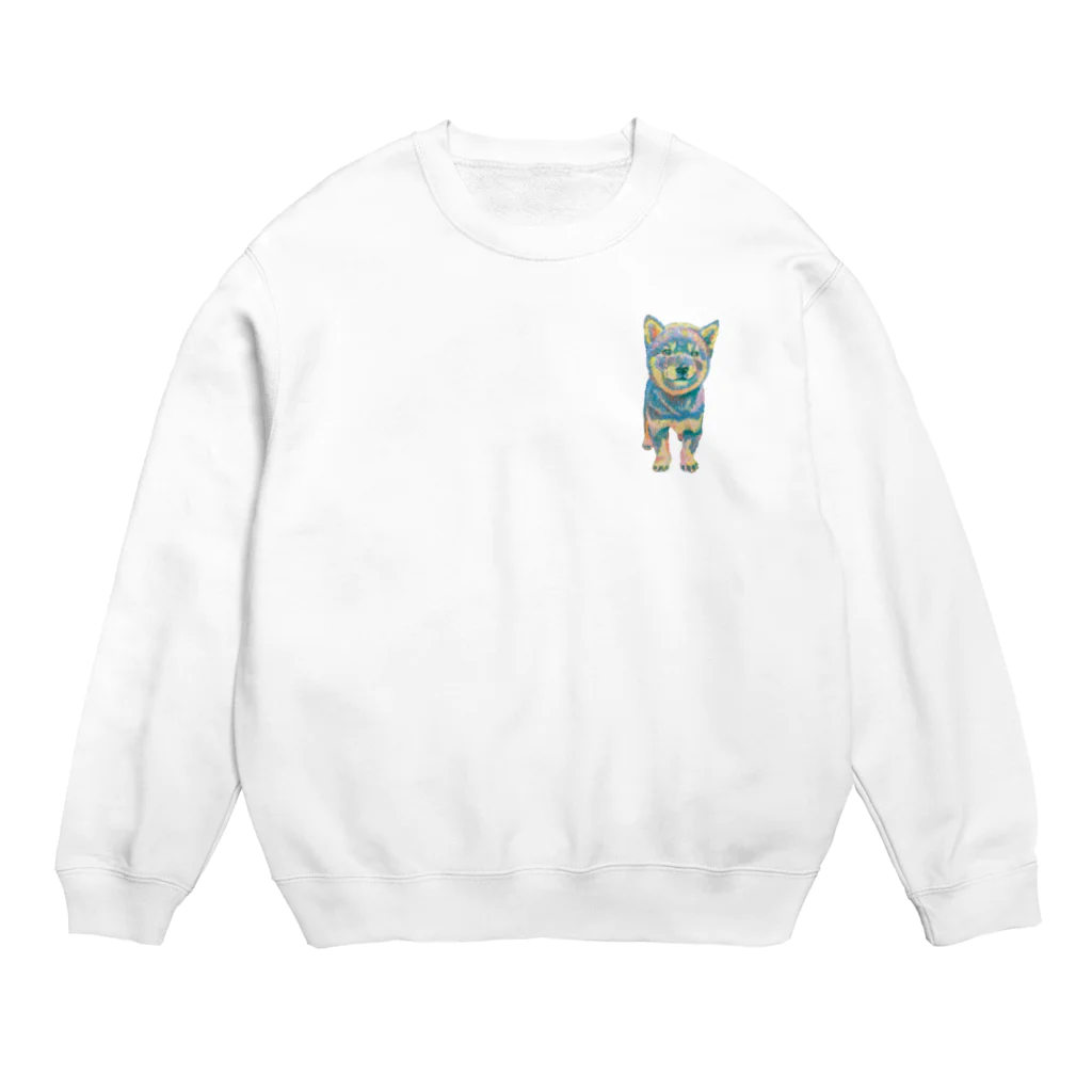 chaCo life with color&natureの油絵カラフル黒シバっ子 Crew Neck Sweatshirt