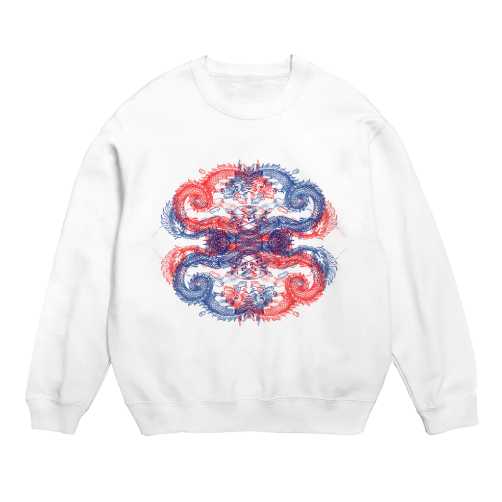 774／nanashiの酒の守護龍　赤青 Crew Neck Sweatshirt