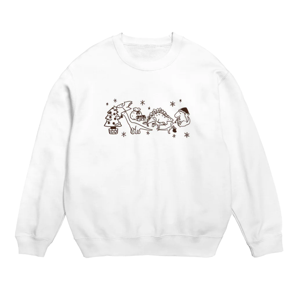 Andiamoの恐竜たちのクリスマス（茶） Crew Neck Sweatshirt