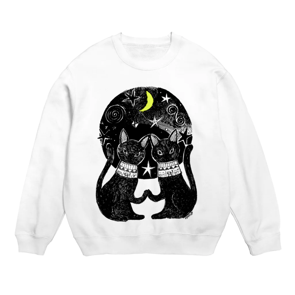 キムラトモミの双子の黒猫 Crew Neck Sweatshirt