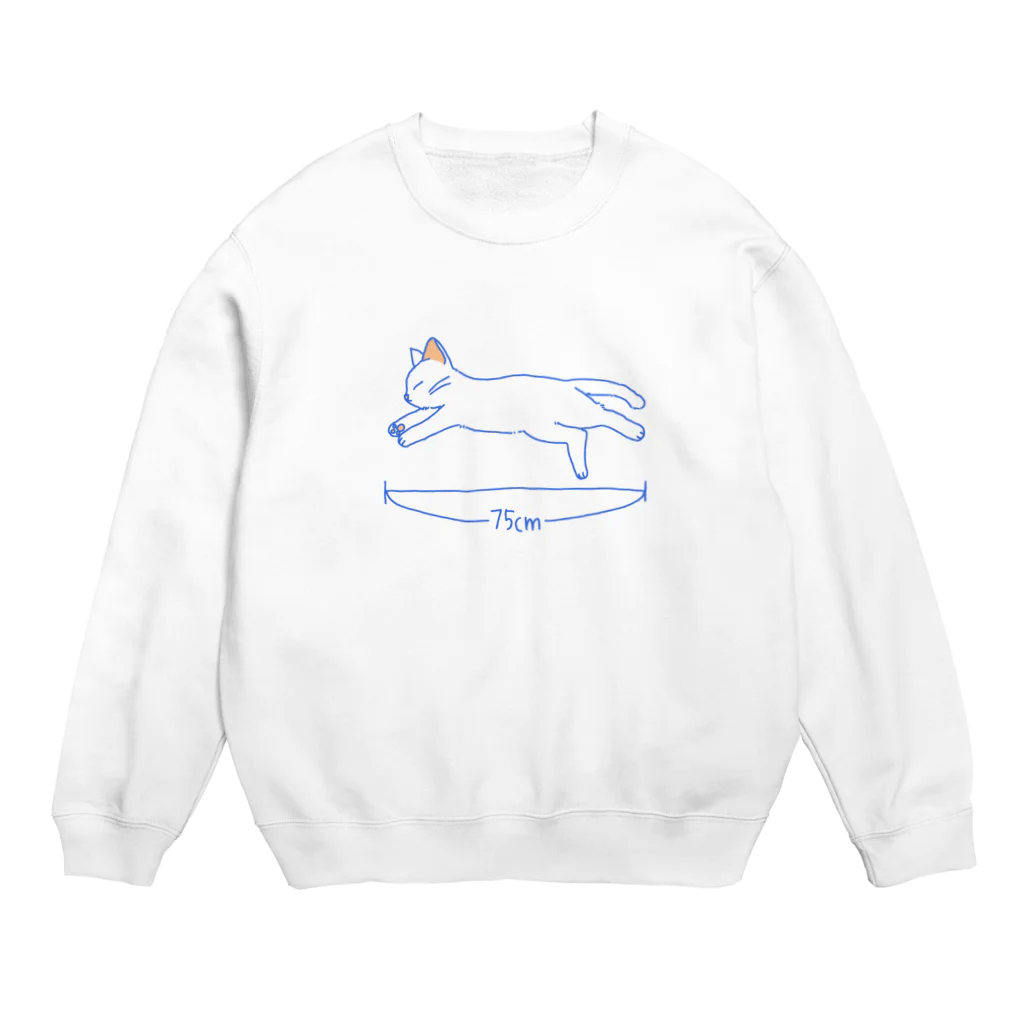 白猫こっちゃんのお店ののびのび白ねこ(ブルー) Crew Neck Sweatshirt