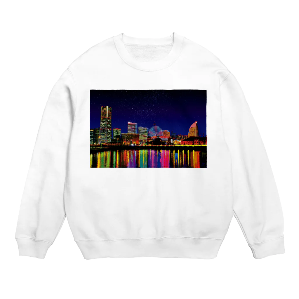 GALLERY misutawoの横浜 みなとみらいの夜景 Crew Neck Sweatshirt