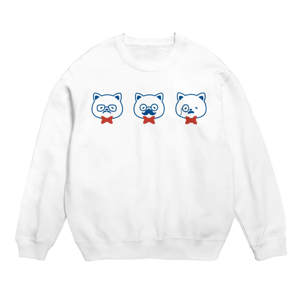 チョッちゃんのネコとヒゲとメガネ Crew Neck Sweatshirt