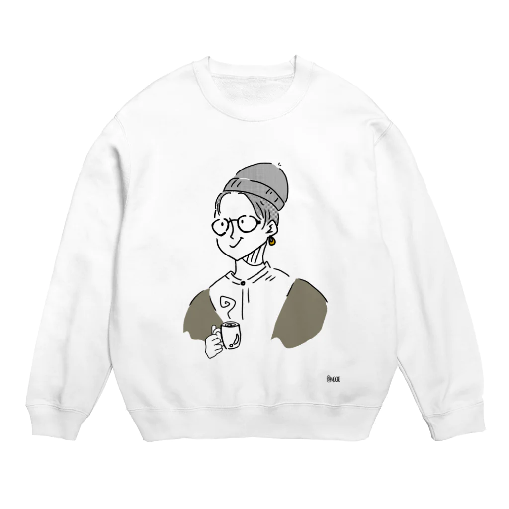 ずんだもちしょっぷの朝はコーヒー飲まないとがーる Crew Neck Sweatshirt