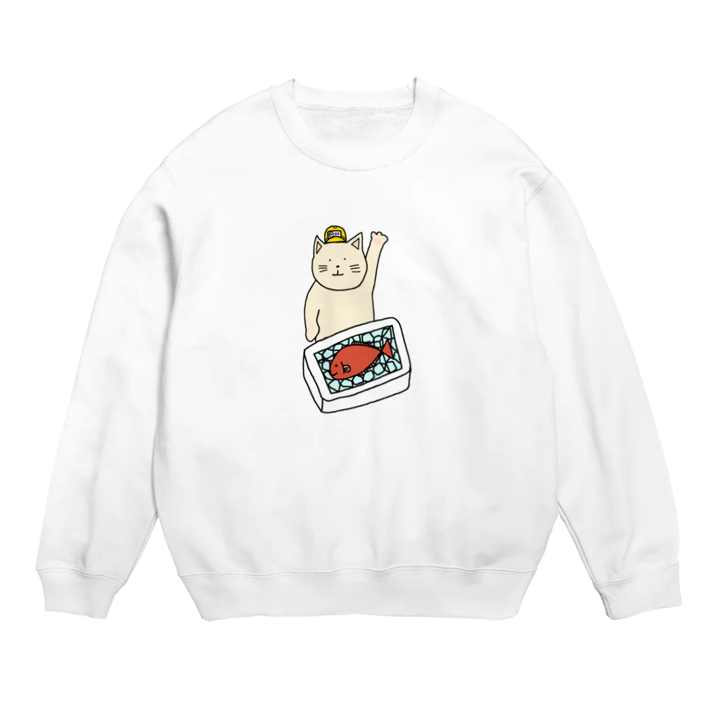 ＋Whimsyの魚市場ねこ Crew Neck Sweatshirt