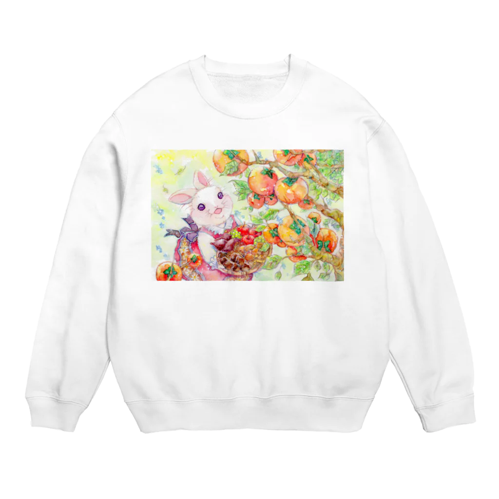 Akariya Manamiのうさぎと柿など実りの秋 Crew Neck Sweatshirt