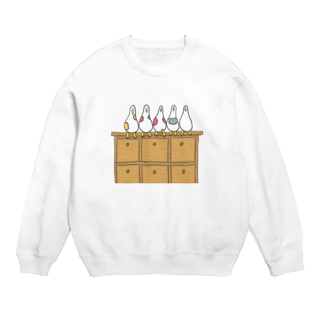 鳥若麻呂の補修された鳥形 Crew Neck Sweatshirt