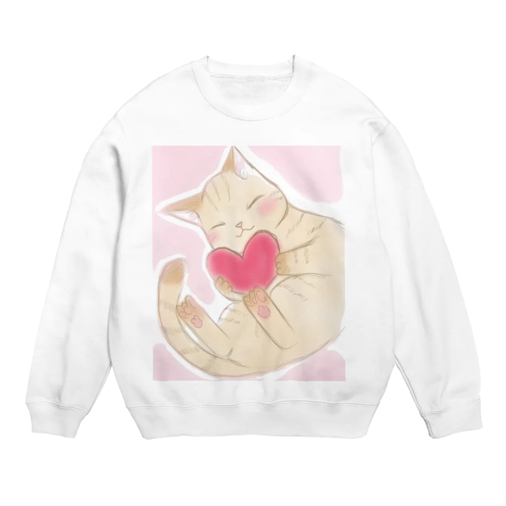 もみかのハートにゃんこ Crew Neck Sweatshirt