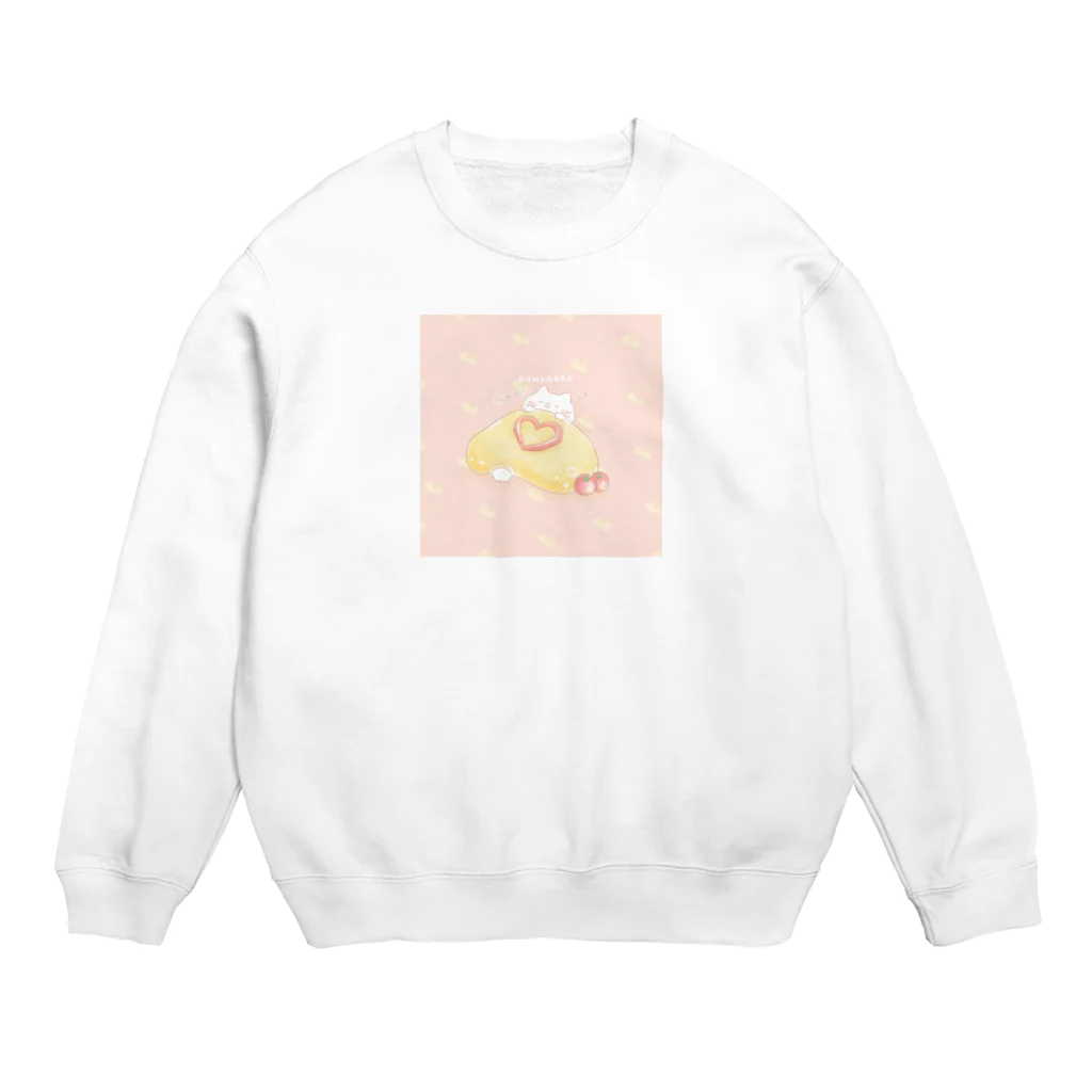 ぽわねこちゃんのお店☁️のオムライスとぽわねこ Crew Neck Sweatshirt