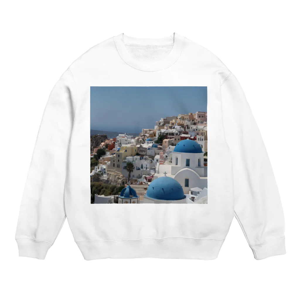 旅好きアルパカの【世界一周旅】ギリシャ　サントリーニ島の景色 Crew Neck Sweatshirt