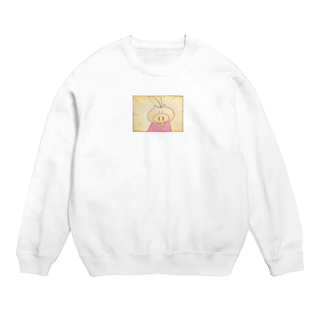 ももこのえの驚いたぶたさん Crew Neck Sweatshirt