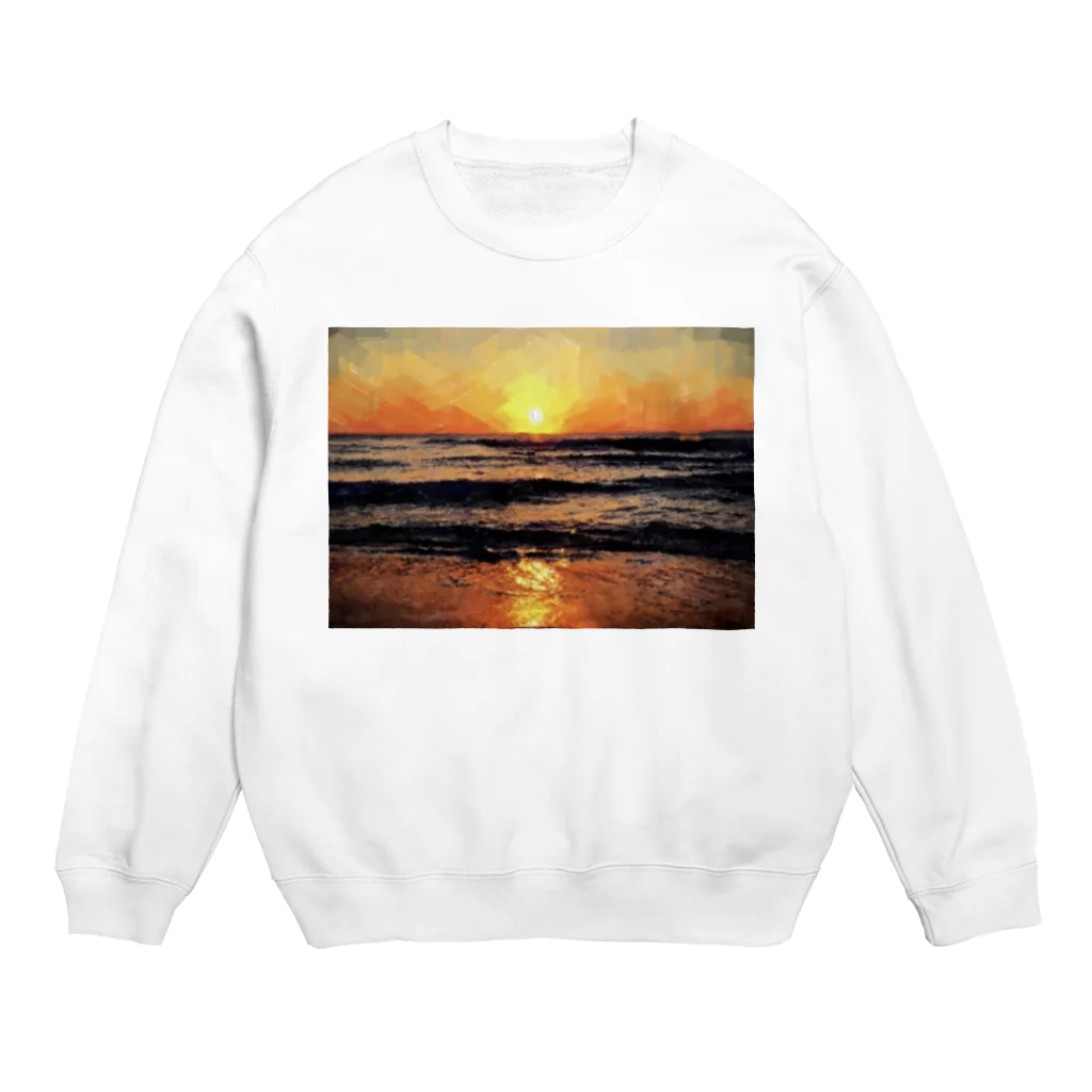 One natureのオレンジ夕日 Crew Neck Sweatshirt