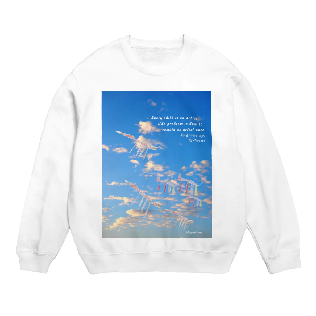 そらいろえんの空をのぼるボクのリュウ Crew Neck Sweatshirt