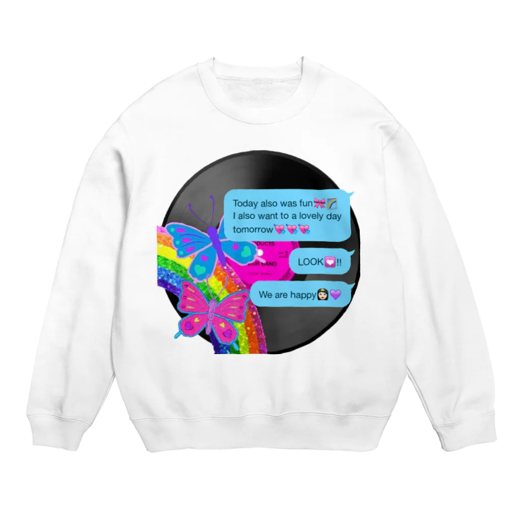 80’s colorful dreamの作成者名前なしVer.Butterfly record Crew Neck Sweatshirt