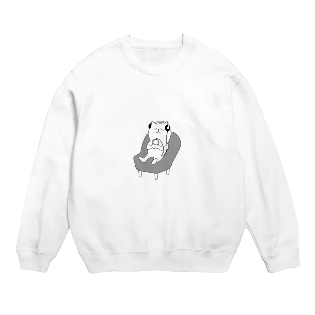 コサリングアキのヘッドフォンねこ Crew Neck Sweatshirt