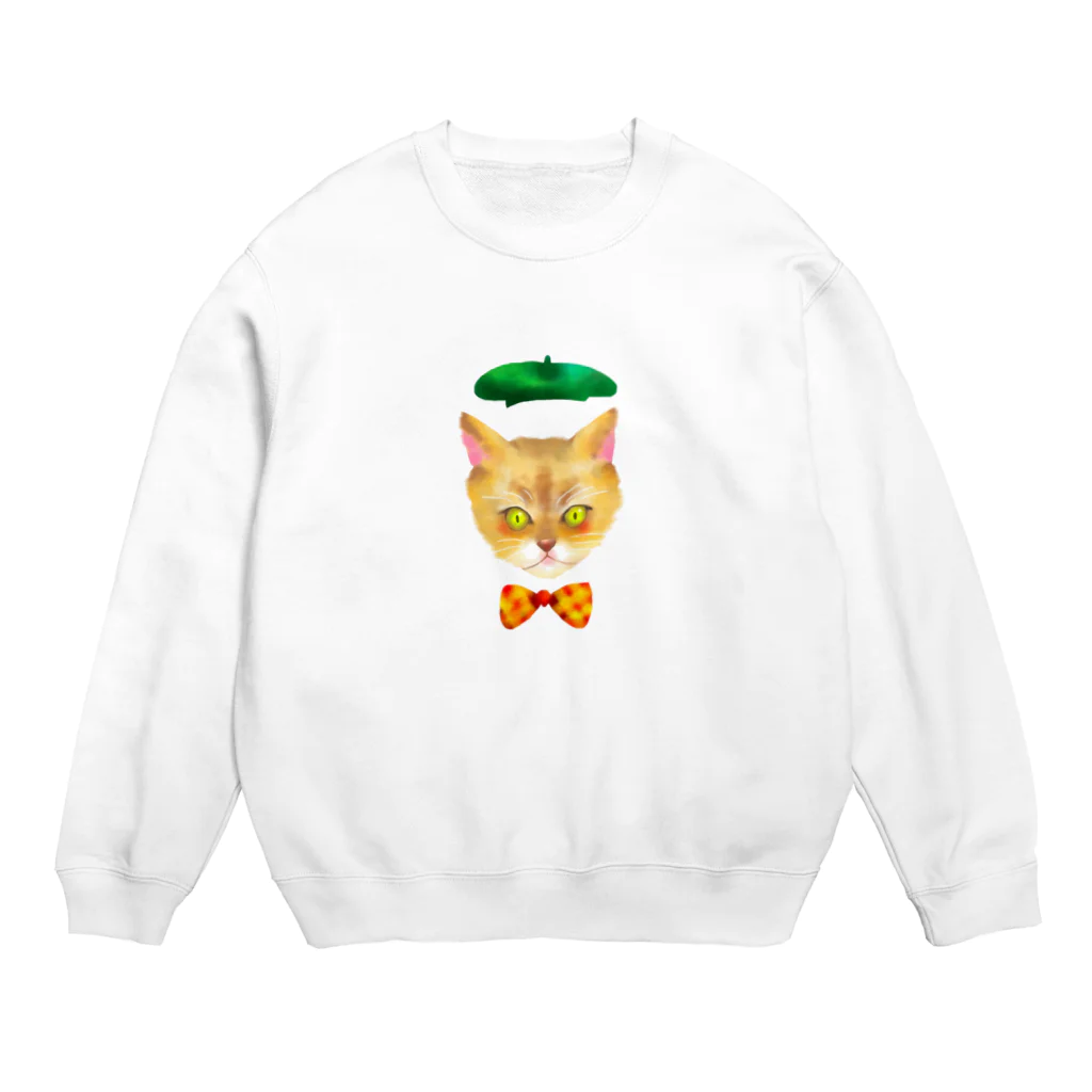 いちごやさんの秋のおめかしねこ Crew Neck Sweatshirt