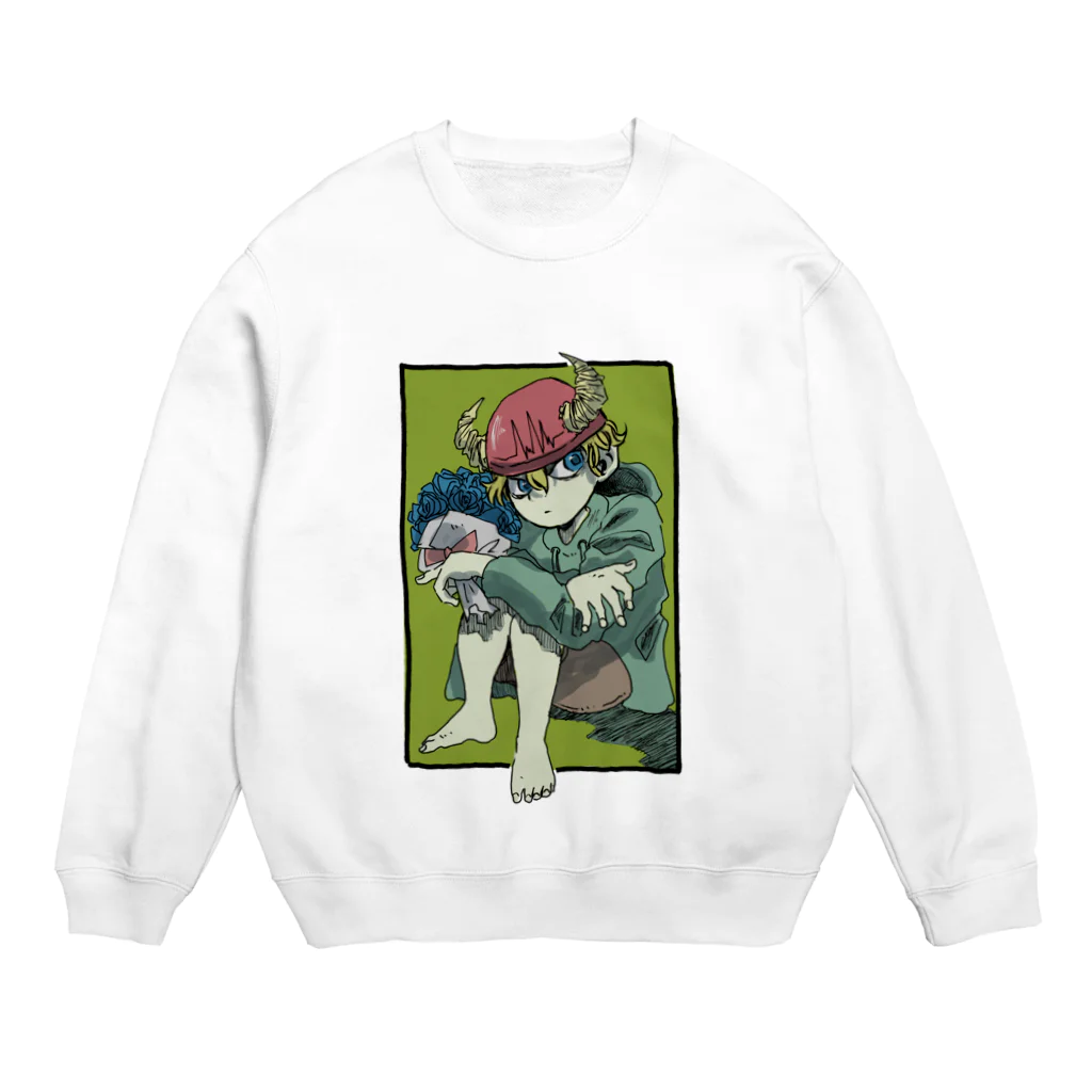 怪獣流通センターの独りぼっち怪獣と花束（奇跡） Crew Neck Sweatshirt