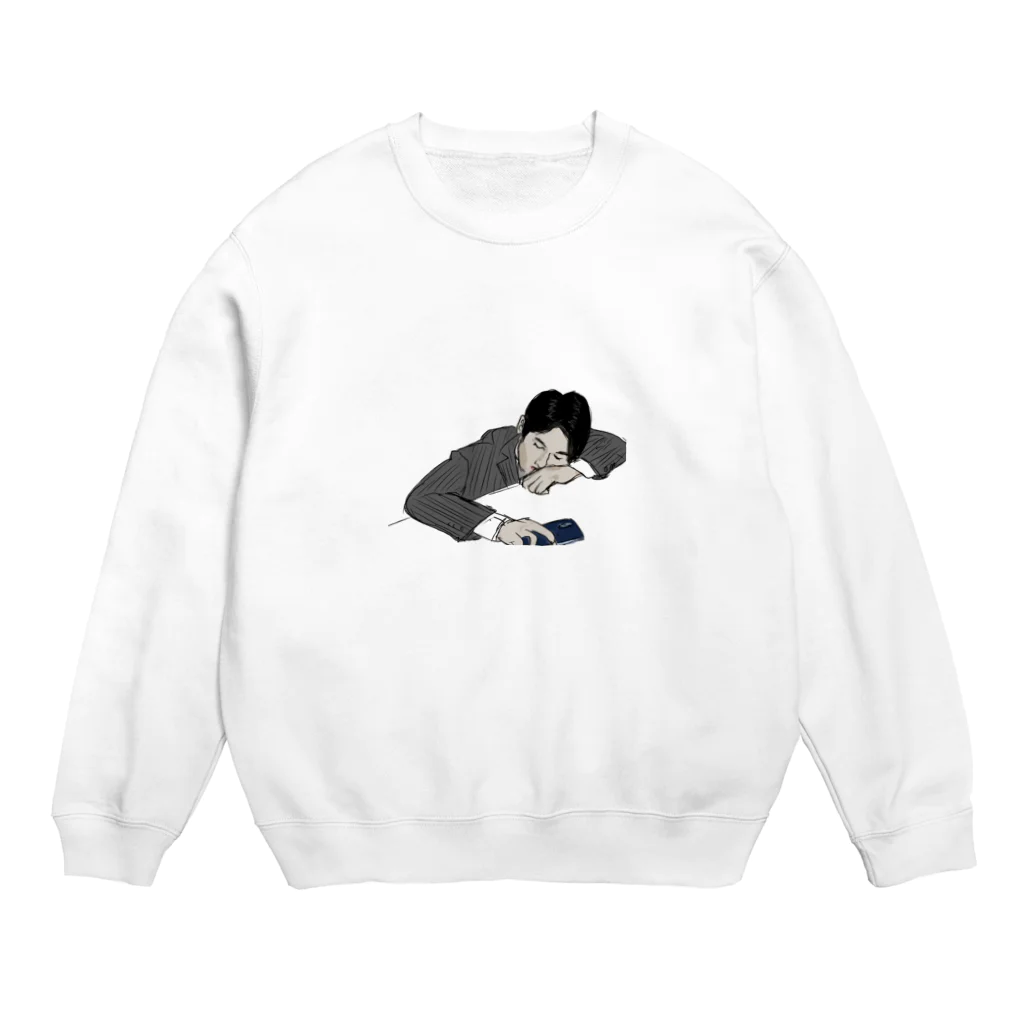 ポップヌードルのオフィスで寝る人 Crew Neck Sweatshirt