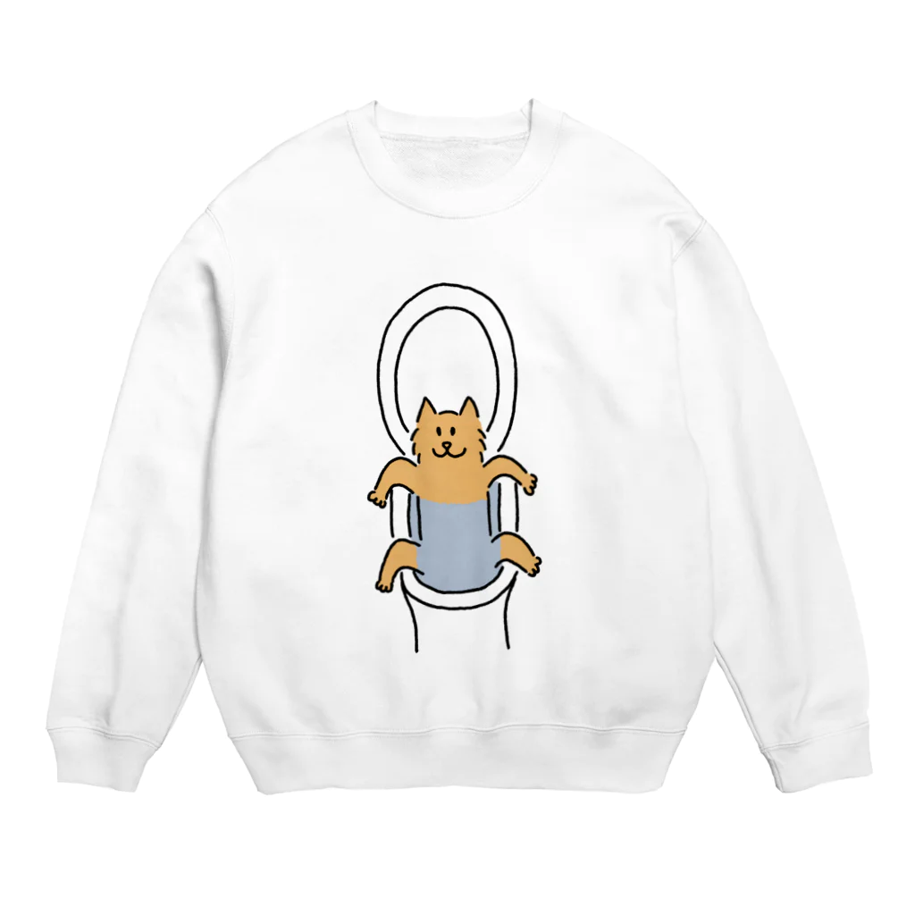 しおひがりの便器はまりねこ Crew Neck Sweatshirt