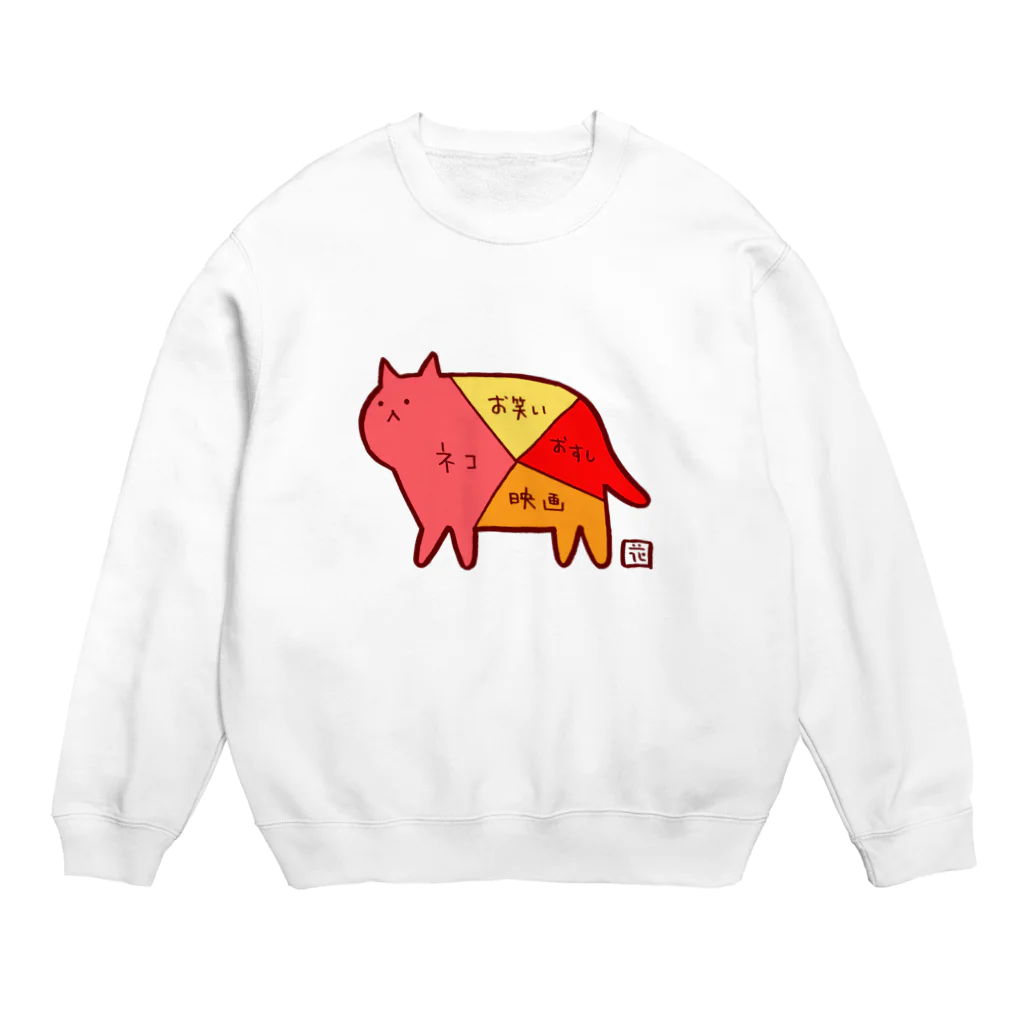 花小金井正幸のヒャヒャヒャ百貨店の猫好き猫グラフ Crew Neck Sweatshirt