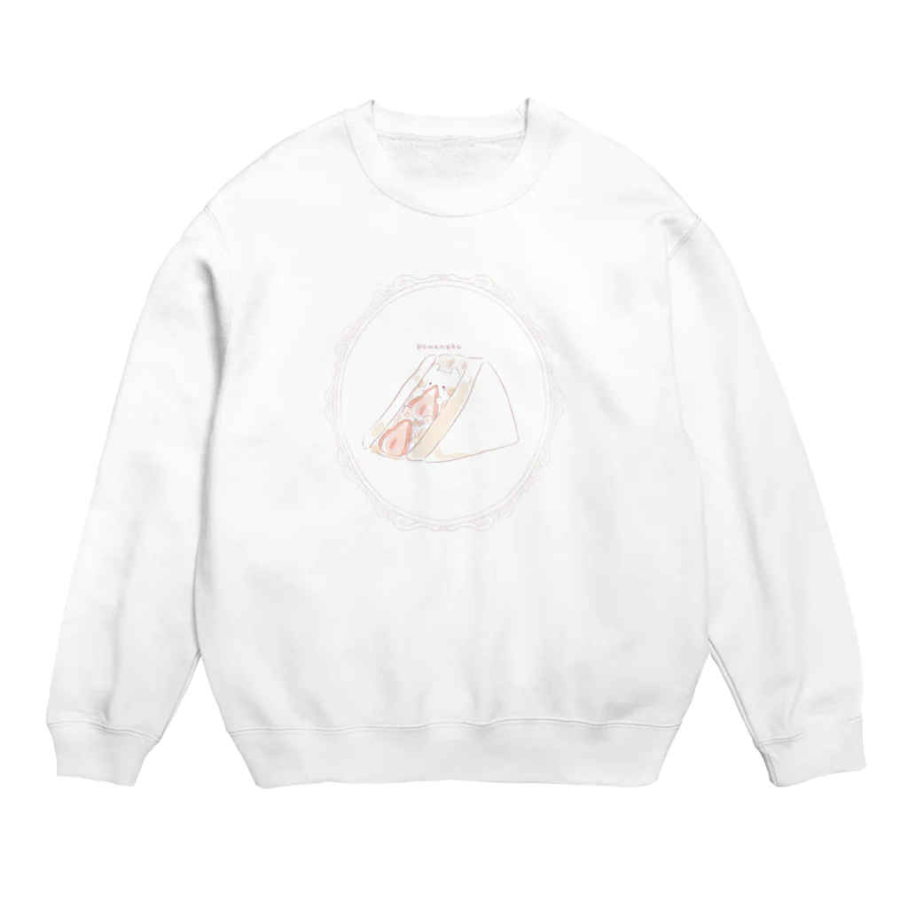 ぽわねこちゃんのお店☁️のいちごサンドとぽわねこ Crew Neck Sweatshirt