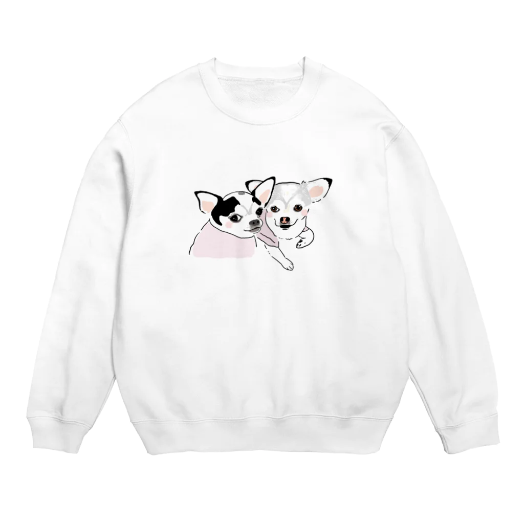 遥ん/犬顔絵　のあぴすちゃんとビビィちゃん Crew Neck Sweatshirt