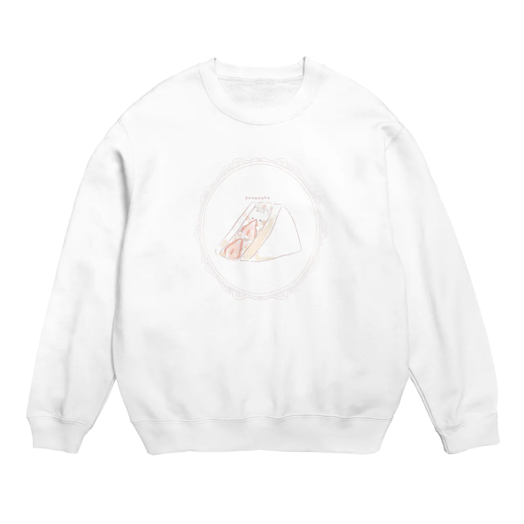 ぽわねこちゃんのお店☁️のいちごサンドとぽわねこ額縁 Crew Neck Sweatshirt