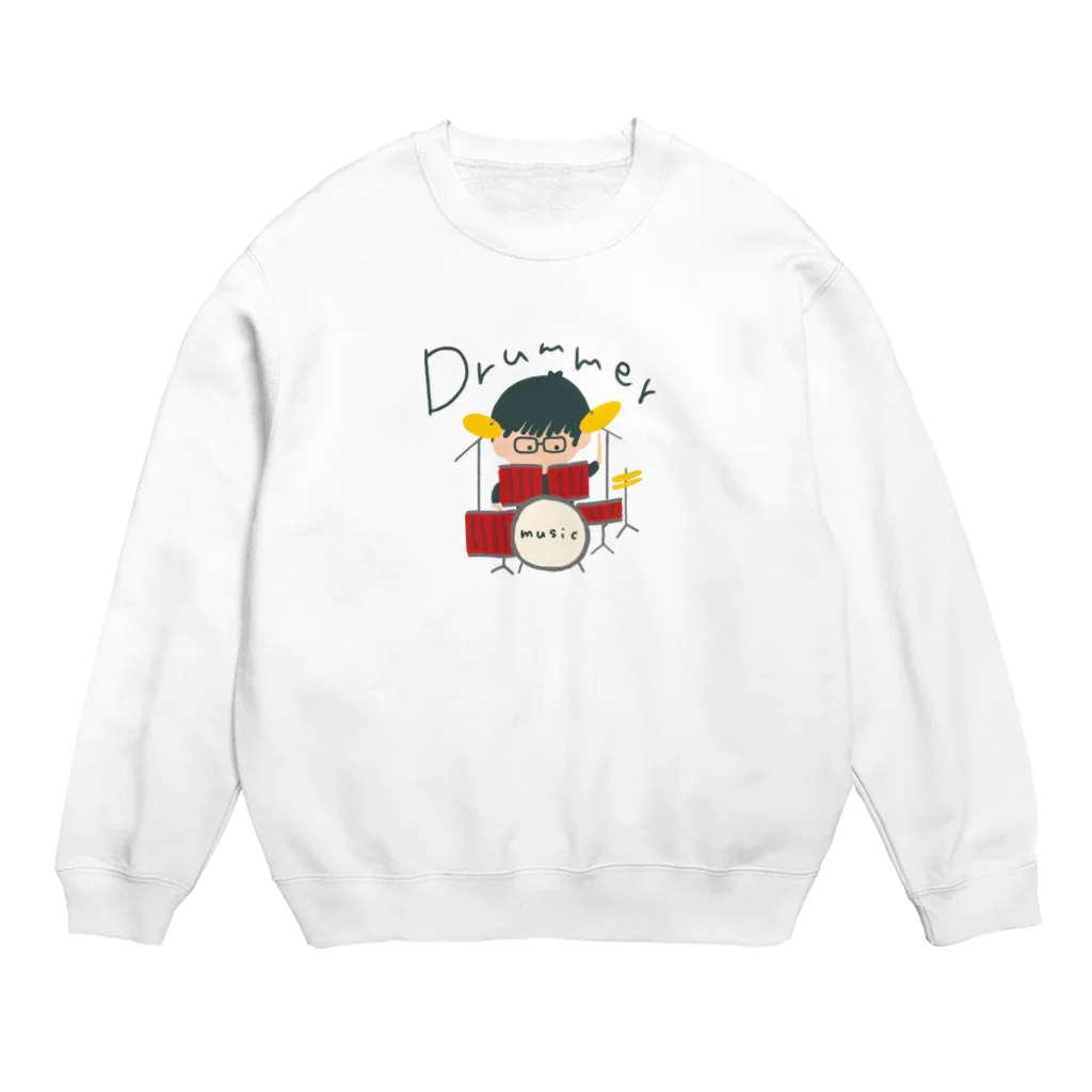 rurugirlのdrummerメガネ君 Crew Neck Sweatshirt