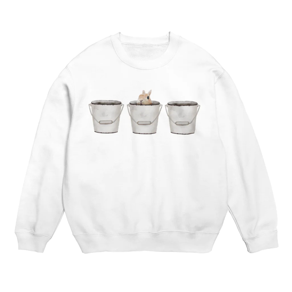 ねむい こぼしのバケツとうさぎとバケツ Crew Neck Sweatshirt