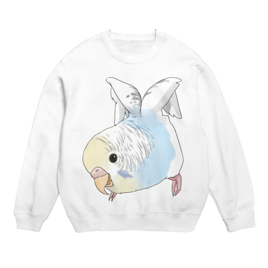 まめるりはことりのご機嫌羽セキセイインコちゃん【まめるりはことり】 Crew Neck Sweatshirt