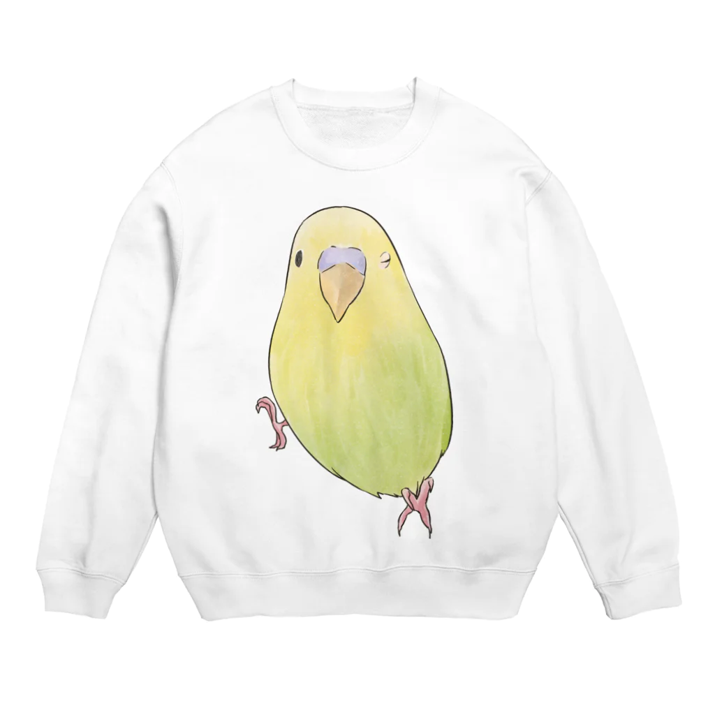 まめるりはことりのウィンクするセキセイインコちゃん【まめるりはことり】 Crew Neck Sweatshirt