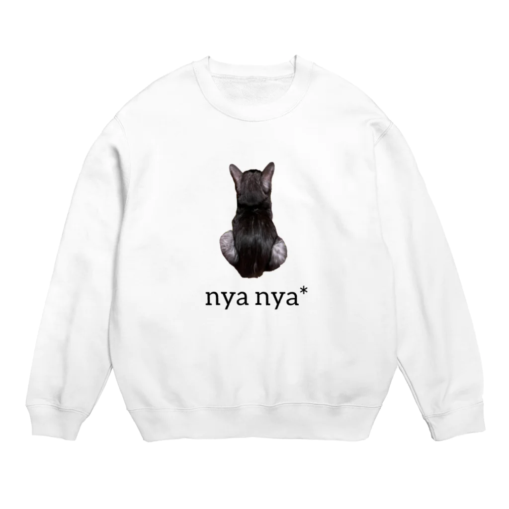 nya nya*のバックショットねこ(アンダーロゴ黒) Crew Neck Sweatshirt