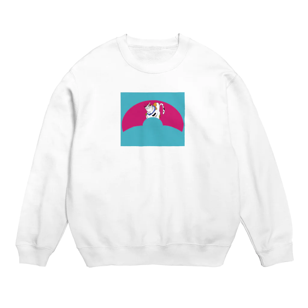 junsen　純仙　じゅんせんのJUNSEN（純仙）扇形の中にいる猫C Crew Neck Sweatshirt