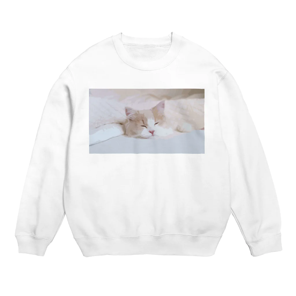 キャラメル色のメルちゃんのお昼寝ネコチャン 完全寝てるバージョン Crew Neck Sweatshirt