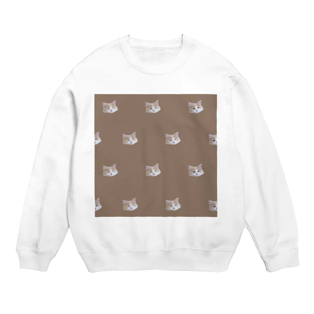 キャラメル色のメルちゃんのお昼寝ネコチャン　総柄ブラウン Crew Neck Sweatshirt